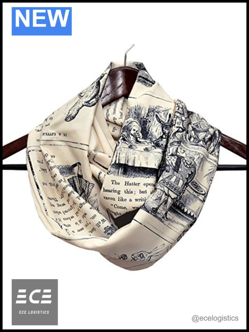 Alice in Wonderland Infinity Scarf Rayon Light Stretchy